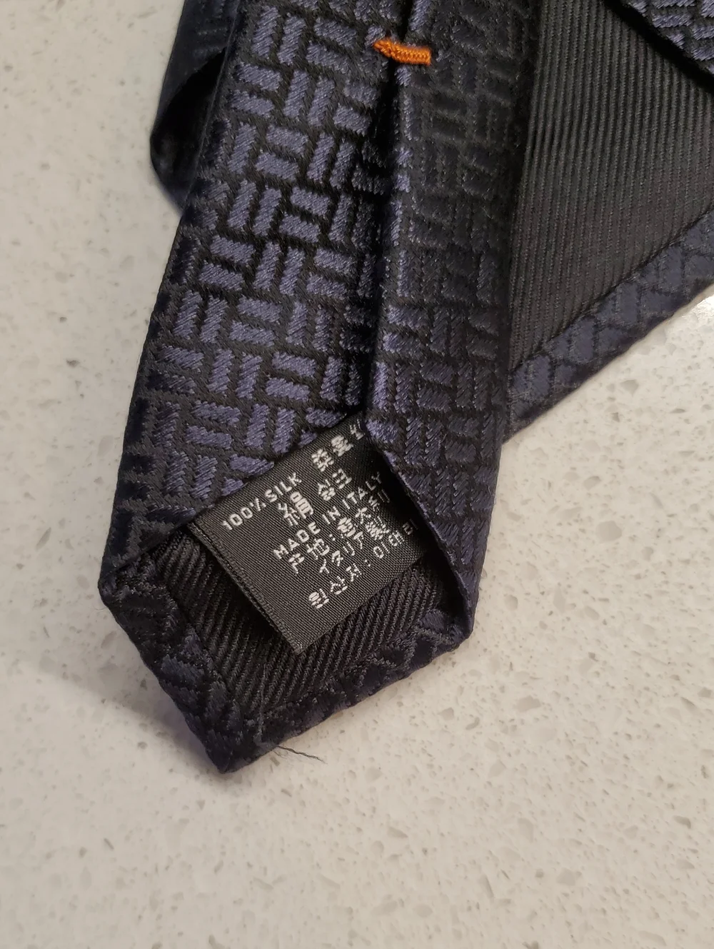 ZEGNA 100% Silk Men's Black Geometric Woven Tie